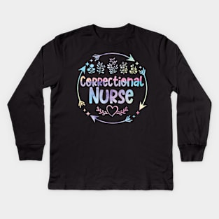 Correctional Nurse cute floral watercolor Kids Long Sleeve T-Shirt